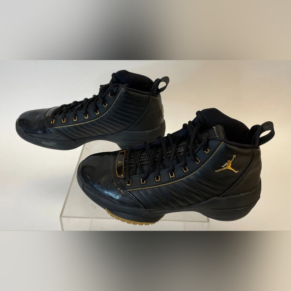 Nike Jordan 19 OG SE Black Metallic Gold Leather Basketball Sneakers Men 9 - Picture 4 of 9